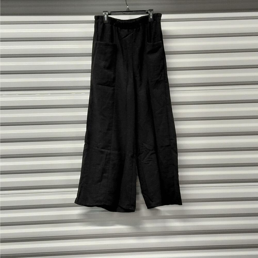 Zenana Women's Pants Size Large Black Wide Leg Boho Festival Coastal Vacation - Picture 3 of 10